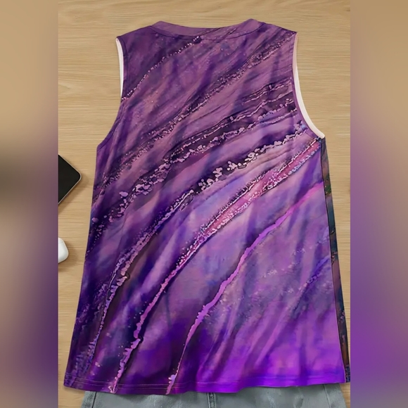 NEW Marble Print V Neck Tank Top L or XL - Picture 2 of 5